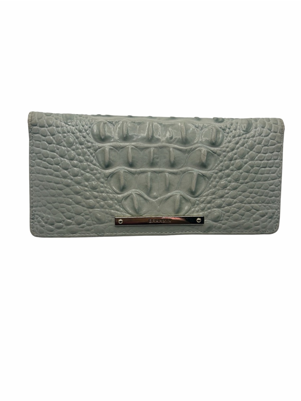 Brahmin Ady Long Wallet in Light Gray Croc-Embossed Genuine Leather